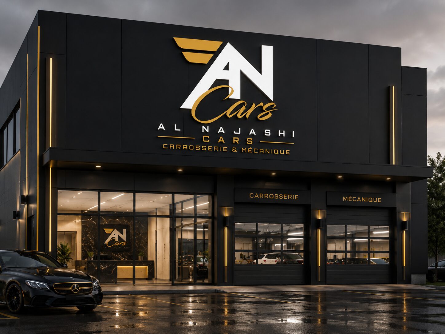 La façade de l'atelier Al Najashi Cars